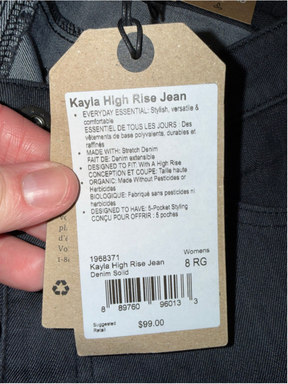 Women's Prana Kayla High Rise Jeans size 8 32 in Inseam Dark Denim Slim Straight - Picture 15 of 15